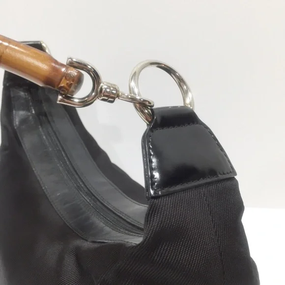 vintage gucci nylon, leather, and bamboo hobo - Picture 4 of 12